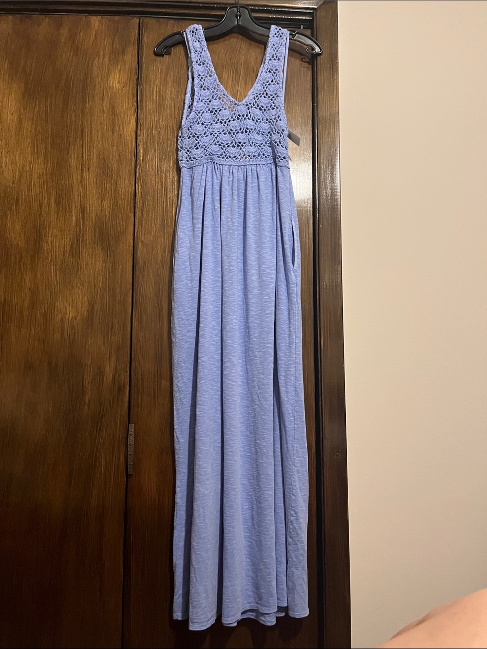 American Eagle Outfitters Blue Crochet Bodice Maxi Dress